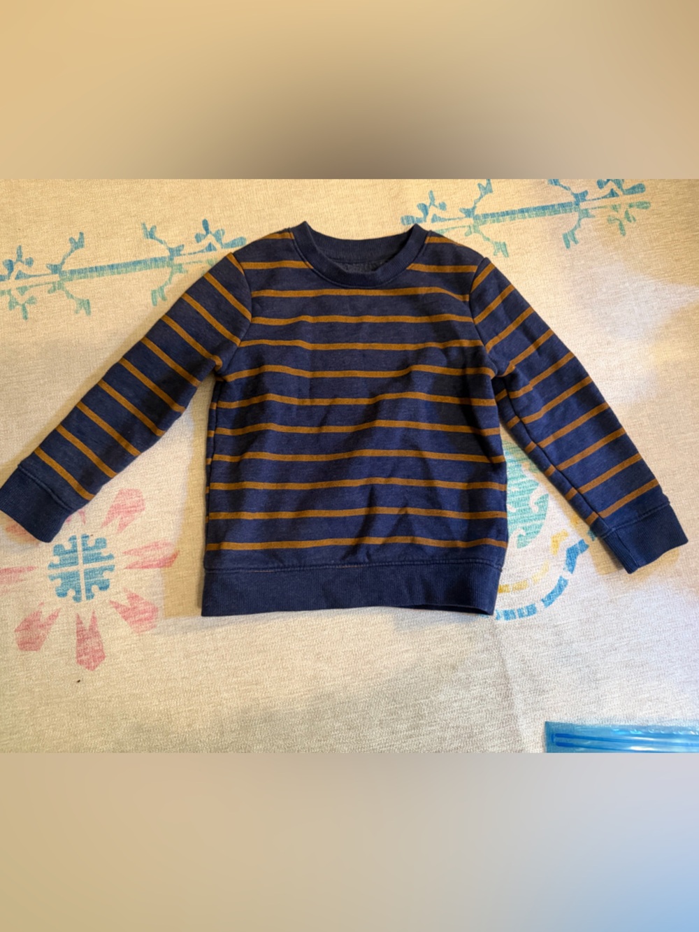 Cat & Jack Navy and Mustard Striped Kids Sweatshirt
